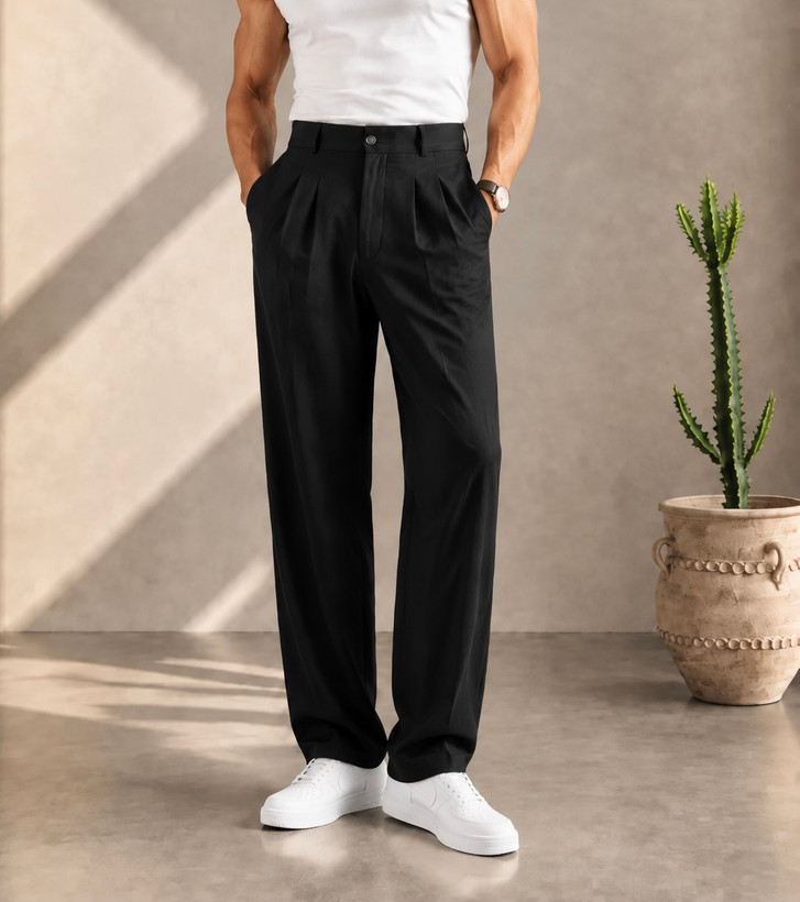 شلوار پارچه ای بگ استایل دوپیل برند zara