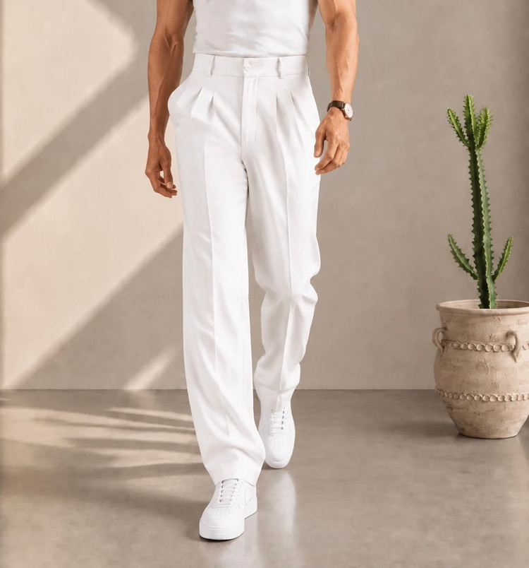 شلوار پارچه ای بگ استایل دوپیل برند zara