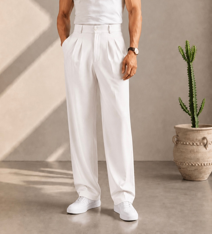 شلوار پارچه ای بگ استایل دوپیل برند zara
