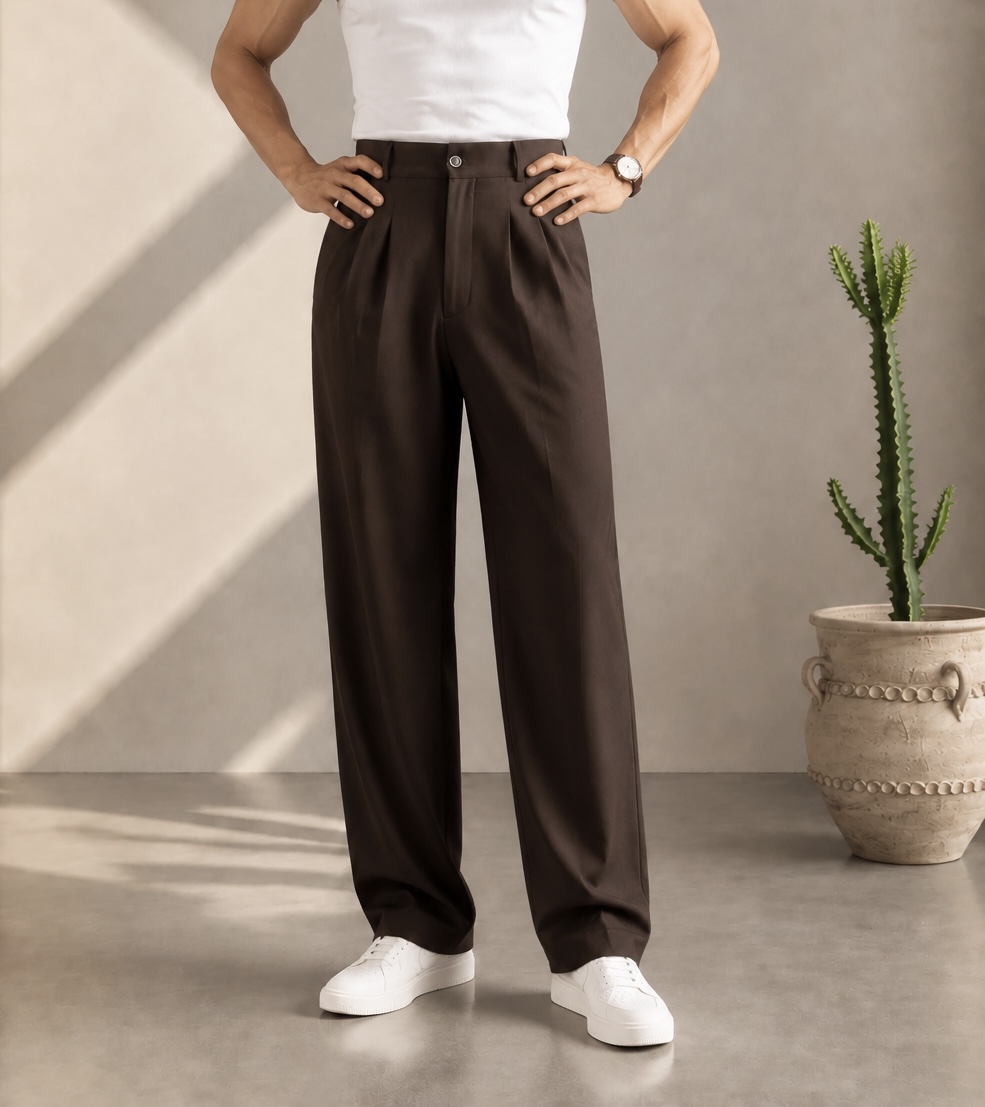 شلوار پارچه ای بگ استایل دوپیل برند zara