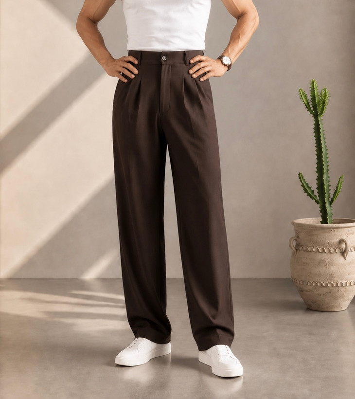 شلوار پارچه ای بگ استایل دوپیل برند zara