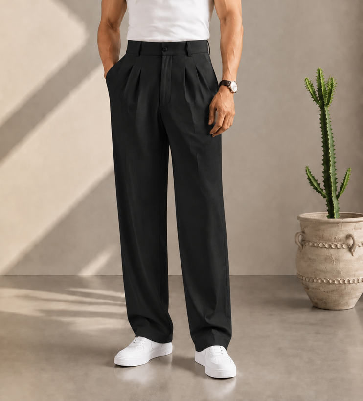شلوار پارچه ای بگ استایل دوپیل برند zara